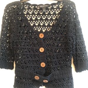 INC knitted cardigan sweater with waist belt.